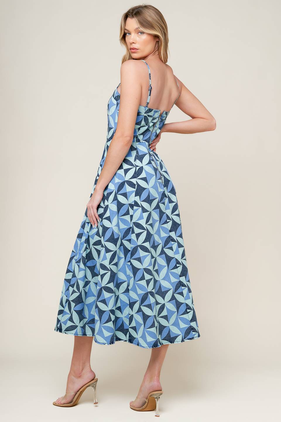 GWENNY BLUE DENIM MIDI DRESS Flying Tomato